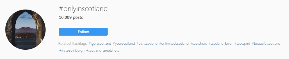 Screenshot of the only in scotland hashtag