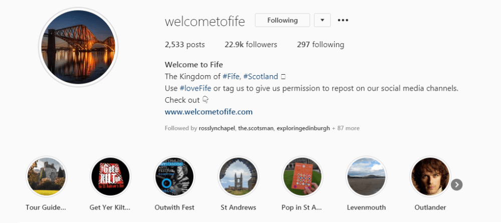 Screenshot of the Welcome to Fife account